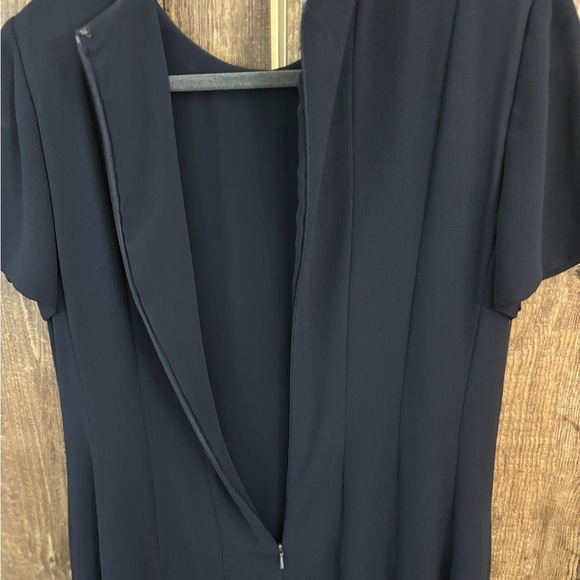 Talbots Vintage Pleated Maxi Dress Faux Buttons Navy Women's Size 12 - Picture 7 of 13